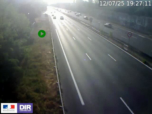 Webcam à Bron sur l'A43 à la jonction avec le boulevard périphérique de Lyon (D383). Vue orientée vers Lyon