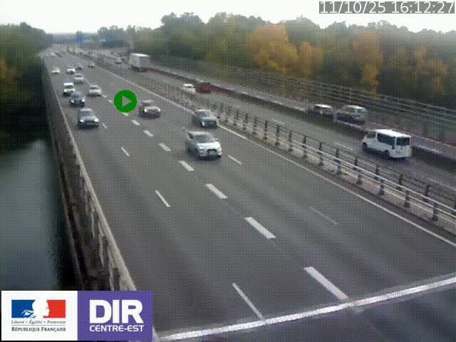 Caméra trafic à la jonction entre l'A46 (Rocade-est de Lyon) et l'A42 à hauteur de Vault-en-Velin en direction de Marseille