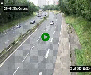 Webcam routière à hauteur de Bois-Guillaume en périphérie de Rouen. Vue orientée vers Rouen
