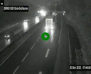 Webcam routière à hauteur de Bois-Guillaume en périphérie de Rouen. Vue orientée vers Rouen