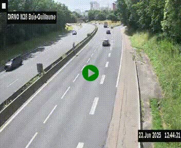Webcam routière à hauteur de Bois-Guillaume en périphérie de Rouen. Vue orientée vers Rouen
