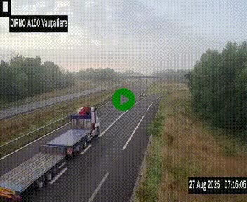 Webcam autoroute A150 à hauteur de La Vaupalière en périphérie de Rouen. Vue orientée vers Rouen
