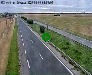 Webcam à hauteur de Vert-en-Drouais sur la N12, en périphérie de Dreux. Vue orientée vers Alençon