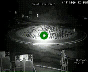 Webcam au nord d'Ax-les-Thermes au niveau de l'aire de chaînage de la N20. Vue orientée vers les Pyrénées, en direction de Pas de la Case