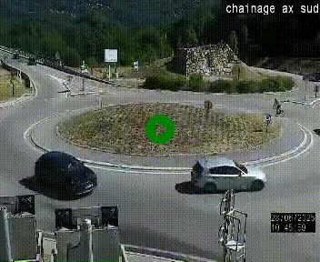 Webcam au nord d'Ax-les-Thermes au niveau de l'aire de chaînage de la N20. Vue orientée vers les Pyrénées, en direction de Pas de la Case