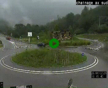 Webcam au nord d'Ax-les-Thermes au niveau de l'aire de chaînage de la N20. Vue orientée vers les Pyrénées, en direction de Pas de la Case