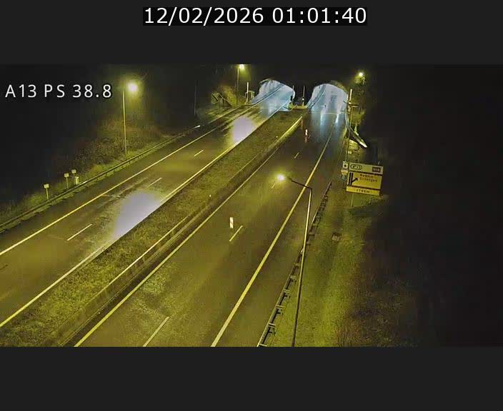 Webcam autoroute A13 à l'entrée ouest du tunnel Markusbierg à Schengen. Vue orientée vers Mondorf-les-Bains