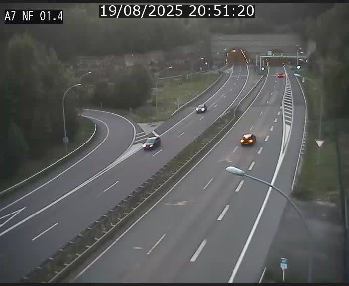 Caméra autoroute Luxembourg A7 - Echangeur Waldhaff - direction Tunnel Stafelter