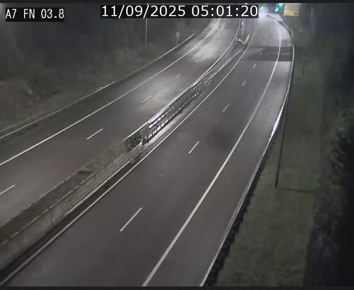 Caméra autoroute Luxembourg A7 - Passage à gibier Rëngelbour - direction Tunnel Stafelter