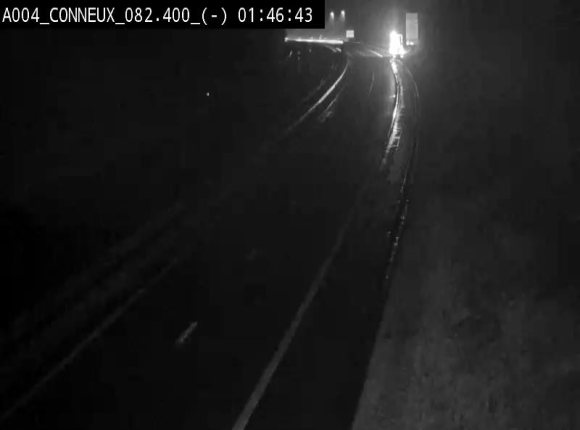 Webcam sur l'E411 avant les sorties 20 menant à Ciney, Dinant et Achêne. Vue orientée vers Namur