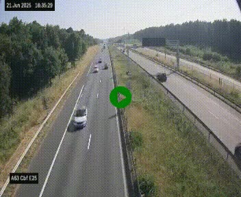 Webcam autoroute A63 en périphérie de Bordeaux au sud-est de la ville, en provenance du bassin d'Arcachon. Vue orientée vers Bordeaux