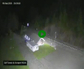 Webcam à l'entrée du tunnel du Somport, côté français, sur la N134, dans les Pyrénées, en direction de l'Espagne, à 1116 mètres d'altitude