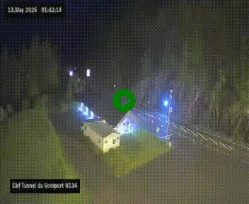 Webcam à l'entrée du tunnel du Somport, côté français, sur la N134, dans les Pyrénées, en direction de l'Espagne, à 1116 mètres d'altitude