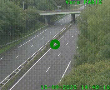 Caméra routière sur l'autoroute A20 au nord de Limoges, à la jonction avec la N520. Vue orientée vers Paris