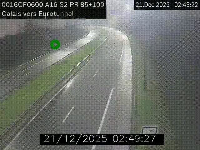 Webcam A16 à Calais en direction du Tunnel sous la Manche (Eurotunnel)