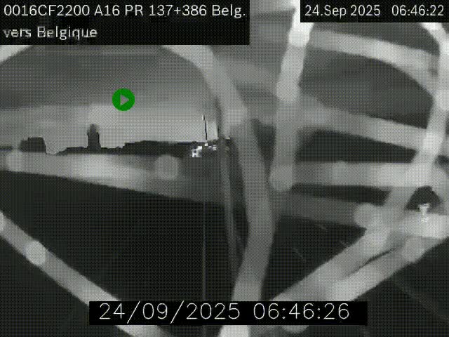 Webcam à la frontière franco-belge au niveau de Bray-Dunes/De-Panne sur l'autoroute A16. Vue orientée vers la Belgique