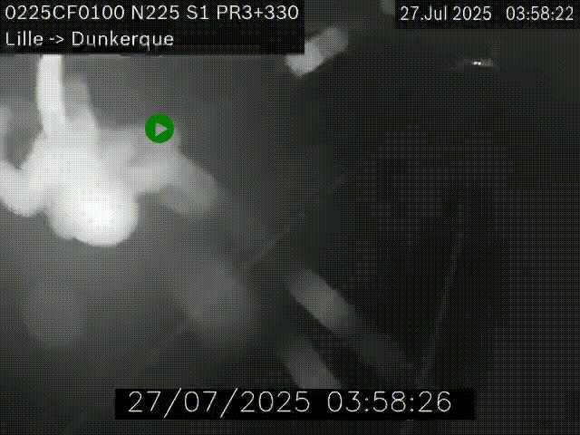 Webcam autoroute A25 (N225) à hauteur de Bergues (Bierne). Vue orientée vers Dunkerque.