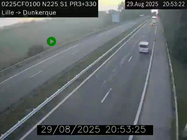 Webcam autoroute A25 (N225) à hauteur de Bergues (Bierne). Vue orientée vers Dunkerque.