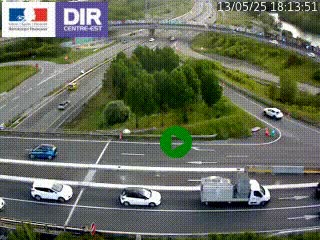 Webcam traffic à Grenoble-sud sur l'autoroute A480. Vue orientée vers l'entrée et la sortie de Grenoble