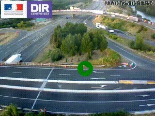 Webcam traffic à Grenoble-sud sur l'autoroute A480. Vue orientée vers l'entrée et la sortie de Grenoble