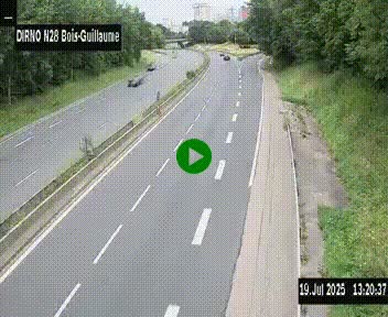 Webcam routière à hauteur de Bois-Guillaume en périphérie de Rouen. Vue orientée vers Rouen