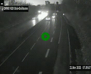 Webcam routière à hauteur de Bois-Guillaume en périphérie de Rouen. Vue orientée vers Rouen