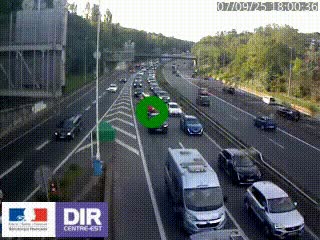Caméra autoroute sur A6 - Valvert, près de Lyon, en direction de Paris, à hauteur de la sortie 36 Porte du Valvert