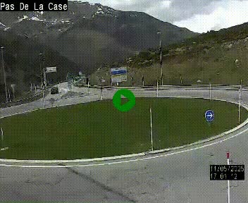 Webcam sur la N22 au niveau du poste frontière entre la France et Andorre à proximité de Pas de la Case à plus de 2000 mètres d'altitude