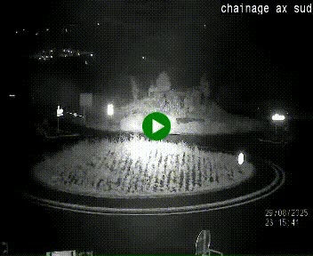 Webcam au nord d'Ax-les-Thermes au niveau de l'aire de chaînage de la N20. Vue orientée vers les Pyrénées, en direction de Pas de la Case