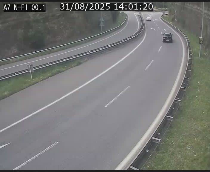 Webcam autoroute Luxembourg A7 située dans la sortie 1 Waldhof, vers la N11, avant le Tunnel Stafelter