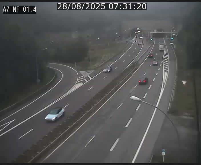 Caméra autoroute Luxembourg A7 - Echangeur Waldhaff - direction Tunnel Stafelter