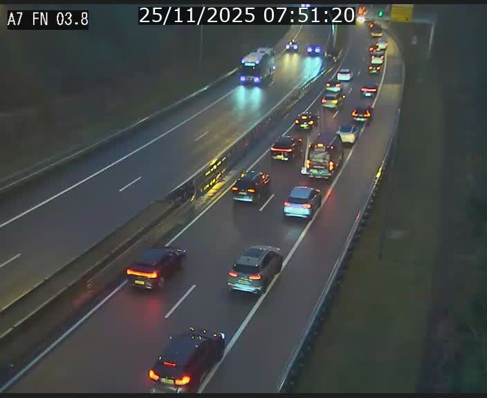Caméra autoroute Luxembourg A7 - Passage à gibier Rëngelbour - direction Tunnel Stafelter
