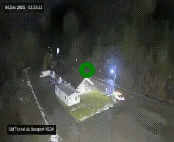 Webcam à l'entrée du tunnel du Somport, côté français, sur la N134, dans les Pyrénées, en direction de l'Espagne, à 1116 mètres d'altitude
