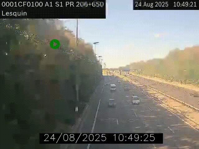 Webcam autoroute A1 à hauteur de Lesquin. Vue orientée vers Lille