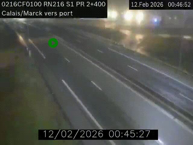 Webcam à Calais sur A216 (N216) en direction du port (harbour) de Calais.