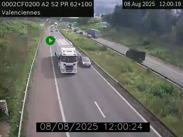 Webcam autoroute A2 à Valenciennes. Vue orientée vers Maubeuge et Mons (Belgique)