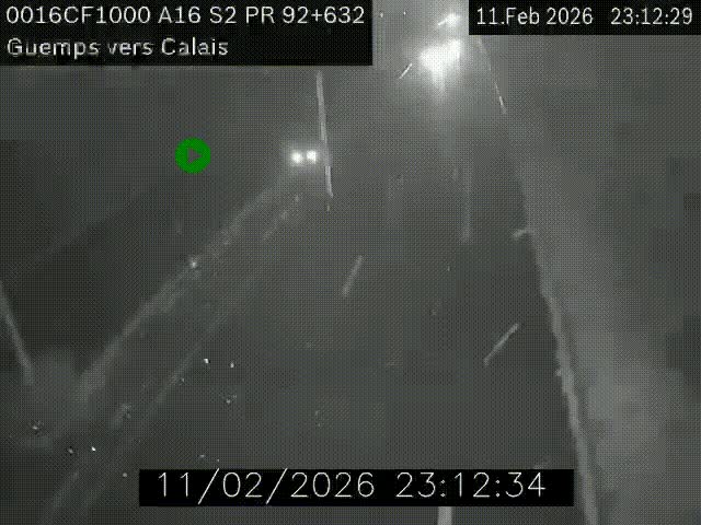 Webcam A16 juste après l'aire de repos d'Offekerque à Guemps. Vue orientée vers Calais