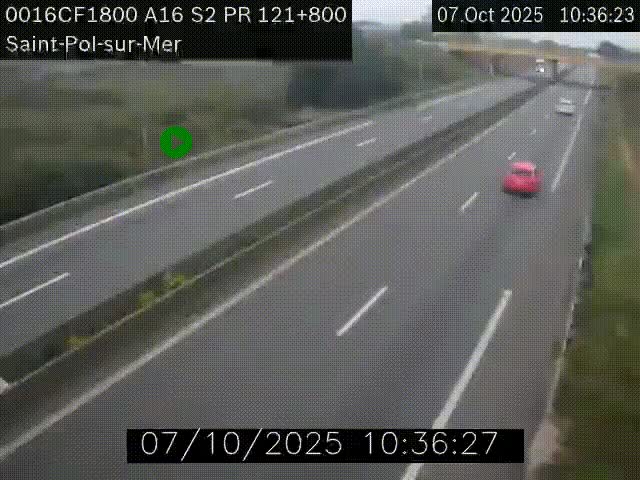 Webcam autoroute A16 à proximité de Dunkerque, à hauteur de la sortie Saint-Pol-sur-Mer. Vue orientée vers Calais