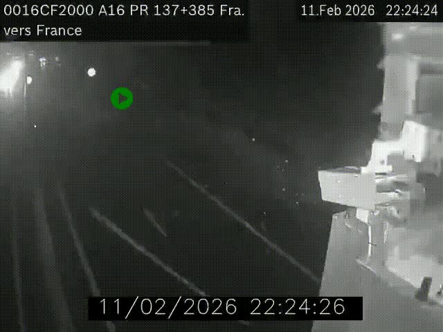 Webcam à la frontière franco-belge au niveau de Bray-Dunes/De-Panne sur l'autoroute A16. Vue orientée vers Calais