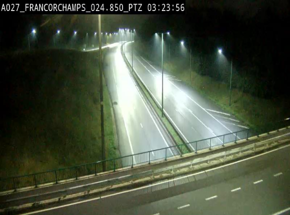 Webcam E42 (A27) dans les Ardennes à Francorchamps, à proximité du circuit de Spa. Vue orientée vers Liège