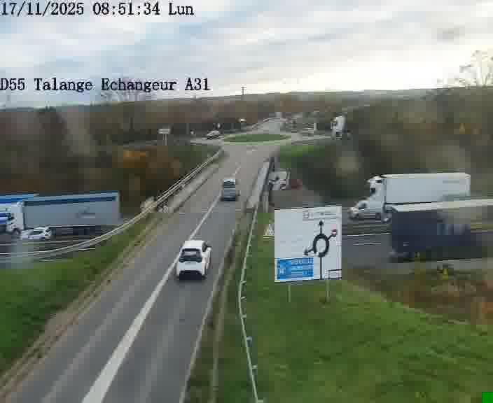 Webcam sur la D55 à Talange au niveau du pont surplombant l'A31 (sens droite-gauche vers Luxembourg). Vue orientée vers Ay-sur-Moselle.