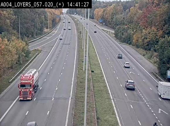Webcam dans la montée de Loyers sur l'E411, après le viaduc de Beez en venant de Namur et en direction du Luxembourg