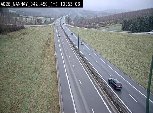 Webcam autoroute A26/E25 à hauteur de Manhay, à la jonction avec la N651 en direction de Luxembourg - BK 42.4