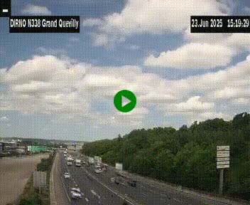 Webcam routière sur N338 à hauteur de Grand-Quevilly en périphérie de Rouen. Vue orientée vers Rouen