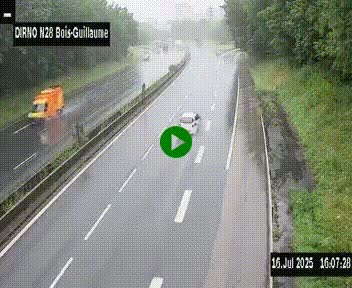 Webcam routière à hauteur de Bois-Guillaume en périphérie de Rouen. Vue orientée vers Rouen