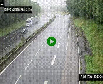 Webcam routière à hauteur de Bois-Guillaume en périphérie de Rouen. Vue orientée vers Rouen