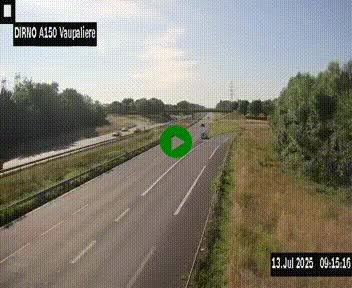 Webcam autoroute A150 à hauteur de La Vaupalière en périphérie de Rouen. Vue orientée vers Rouen