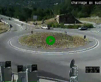 Webcam au nord d'Ax-les-Thermes au niveau de l'aire de chaînage de la N20. Vue orientée vers les Pyrénées, en direction de Pas de la Case
