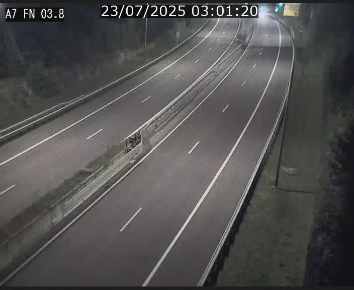 Caméra autoroute Luxembourg A7 - Passage à gibier Rëngelbour - direction Tunnel Stafelter