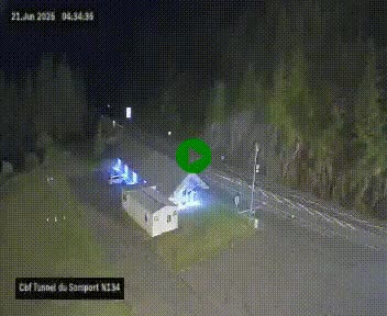 Webcam à l'entrée du tunnel du Somport, côté français, sur la N134, dans les Pyrénées, en direction de l'Espagne, à 1116 mètres d'altitude